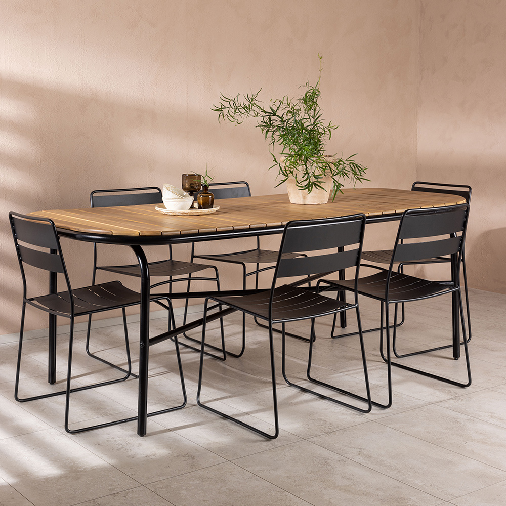 Matgrupp Utomhus Venture Home Holmbeck Bord med 6 Lina Trädgårdsstolar