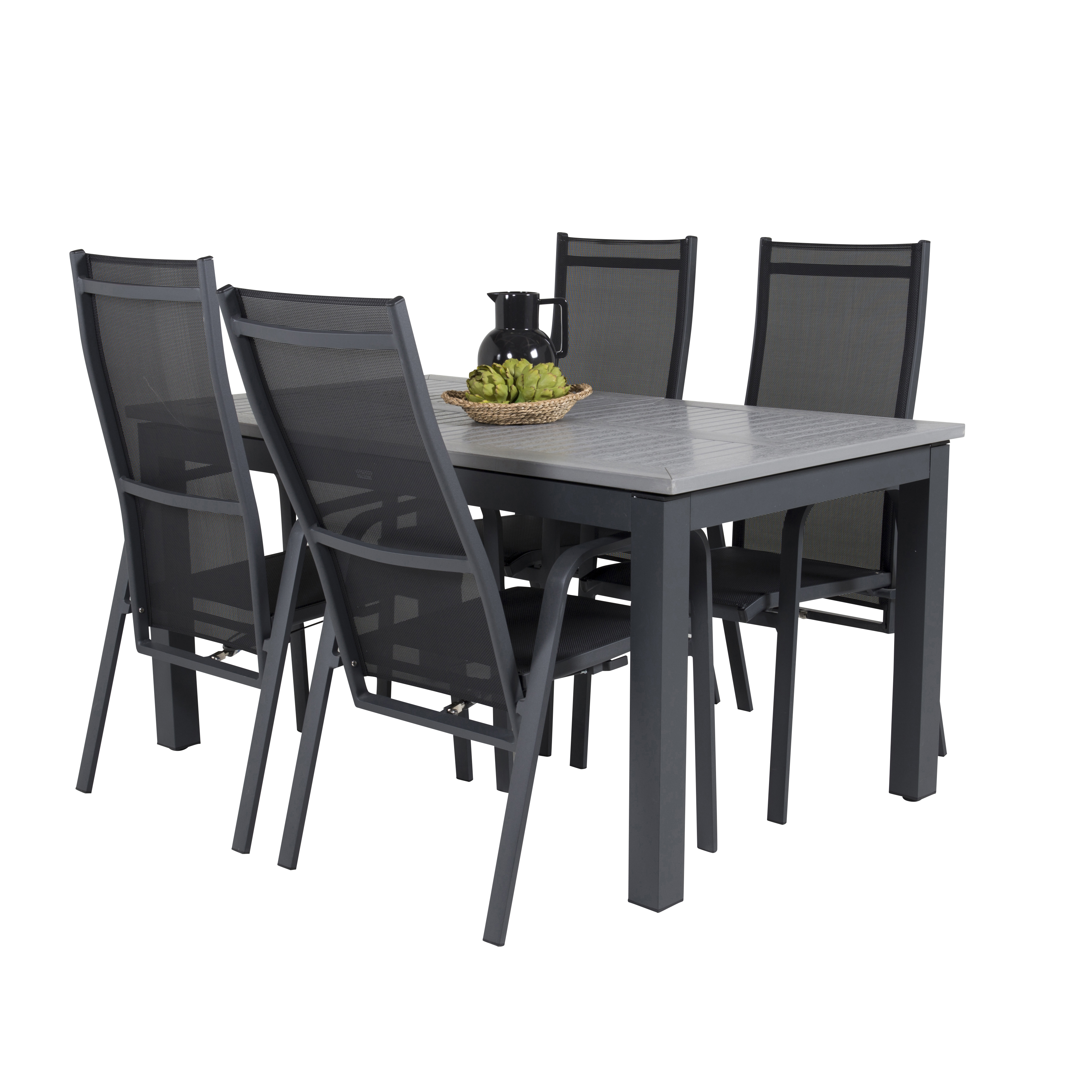 Albany Bord152/210*90-svart/Grå+Copacabana stol-svart/svart4 Svart/Grå