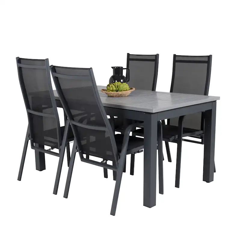 Albany Bord152/210*90-svart/Grå+Copacabana stol-svart/svart4 Svart/Grå