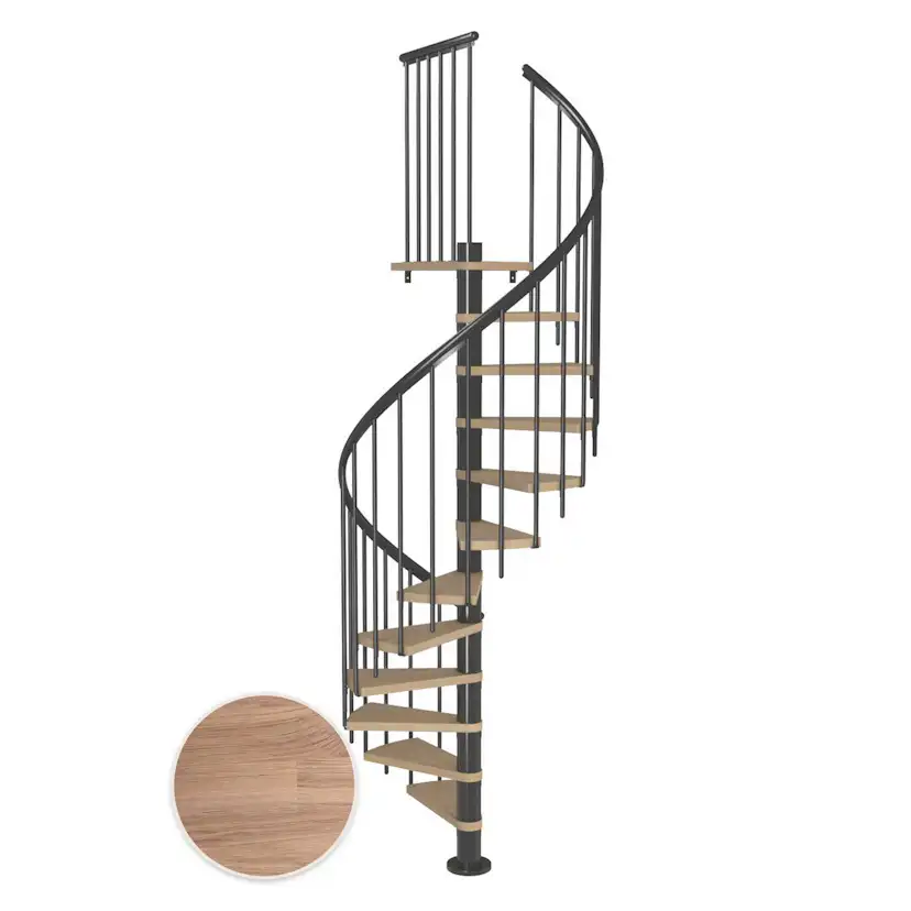 MONTREAL spiral ek vit oljad antracit CLASSIC3 13T Ø120 Antracit, D: 1200 mm, Golv till golv höjd: 2910-3330 mm, 13+1 steg
