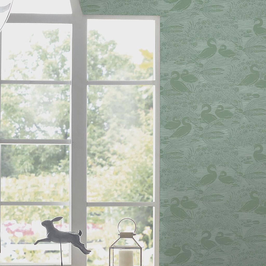 Tapet Laura Ashley Swans Jade Grön 118472