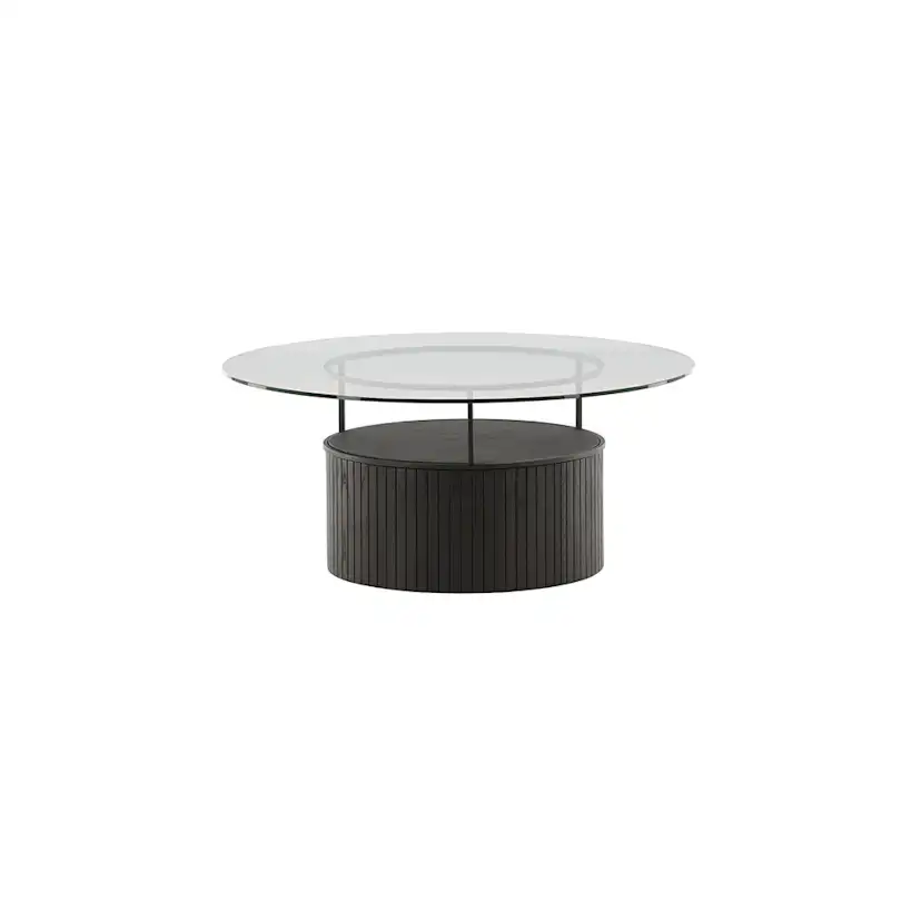 Soffbord Venture Home Bovall Runt Vardagsrumsbord i Svart Ask & Glas