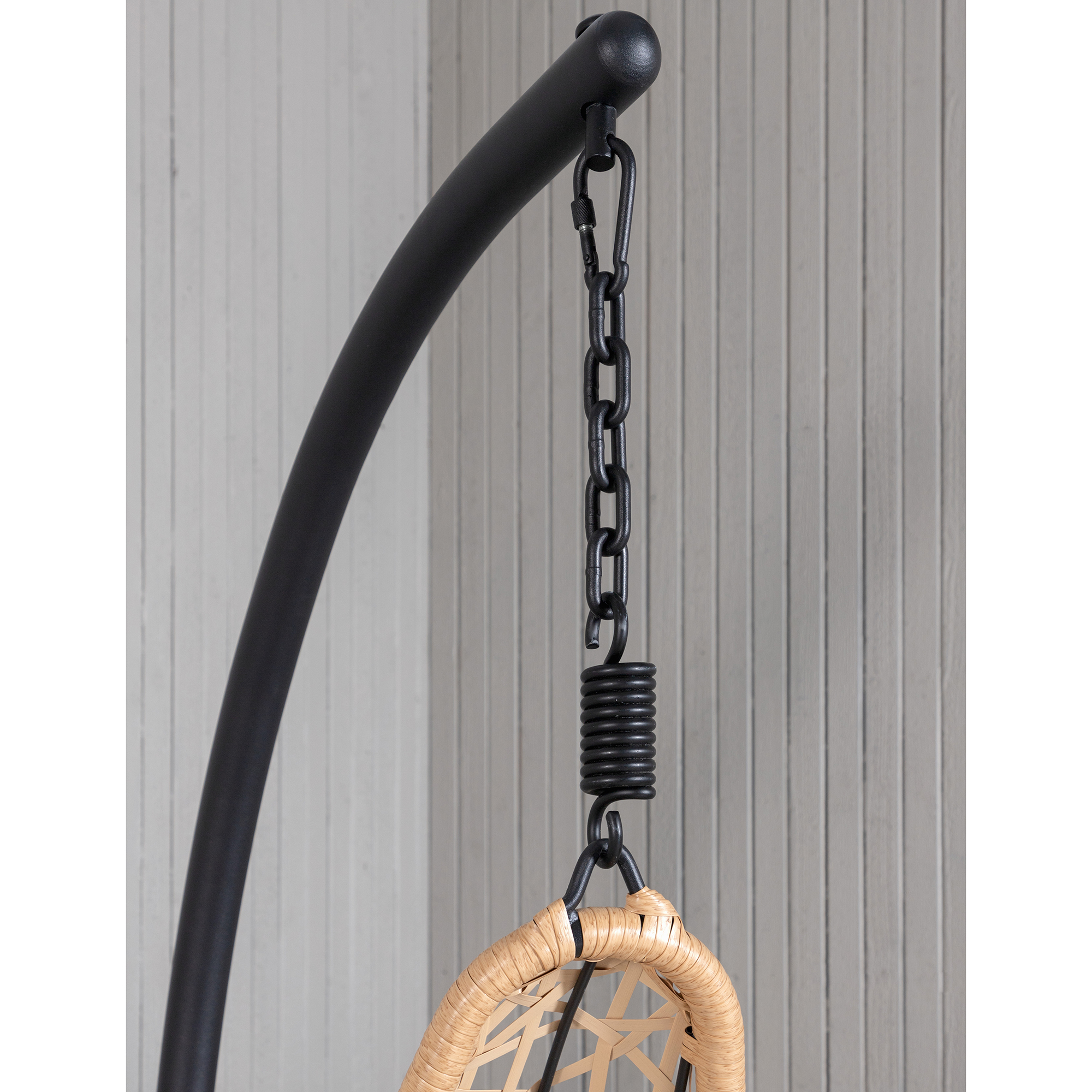 Edinburgh Hanging chair - Black frame/nature wicker/white cu Svart/Natur