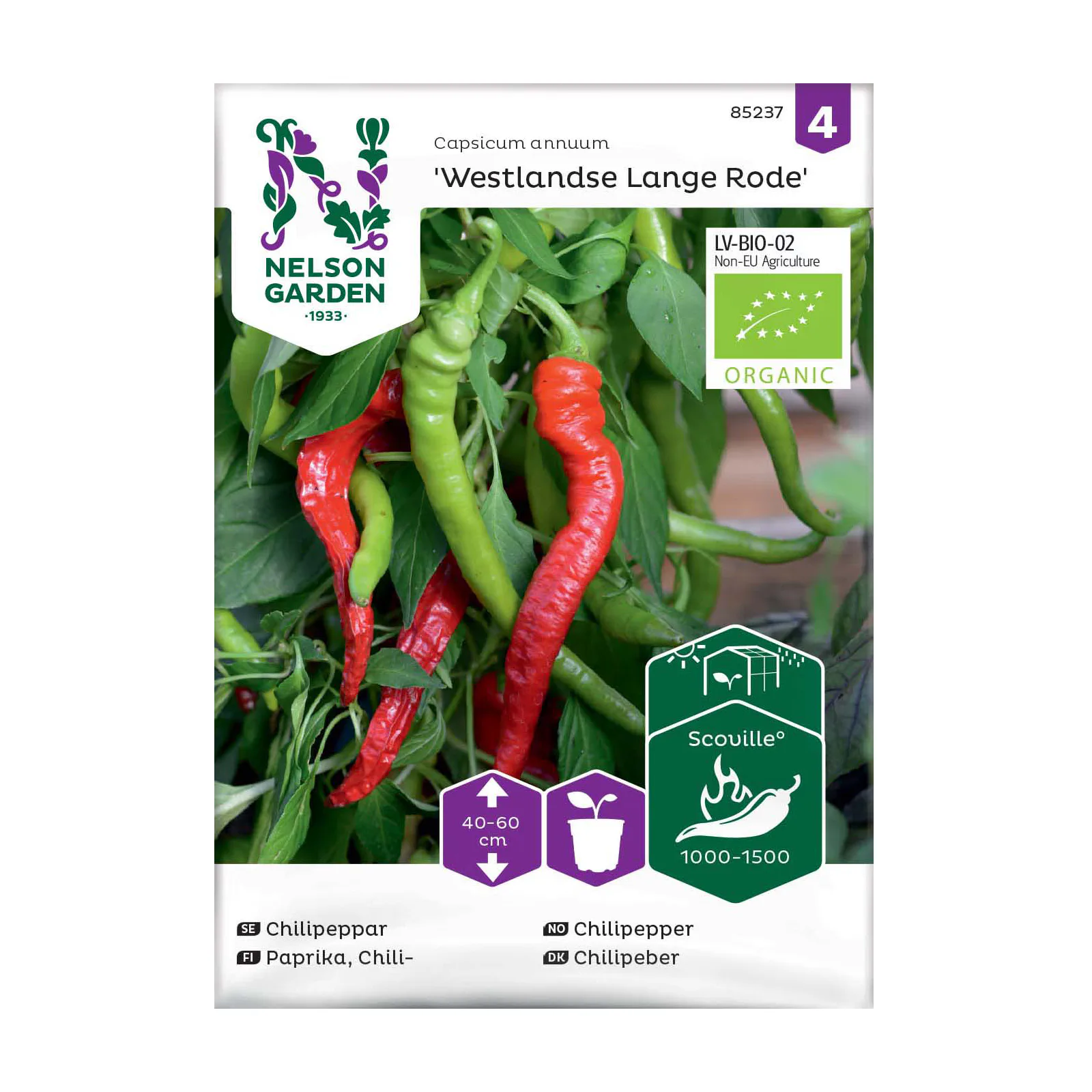 Frö Chilipeppar Nelson Garden Westlandse Lange Rode
