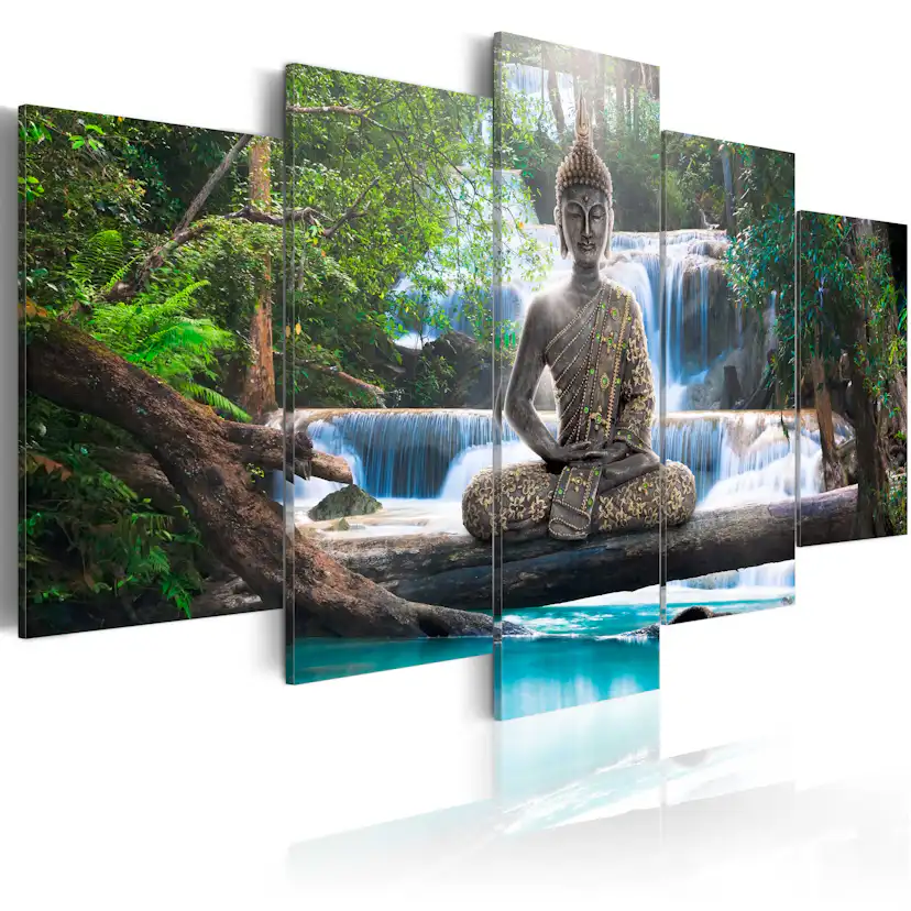 Akrylglastavla Arkiio Buddha and Waterfall