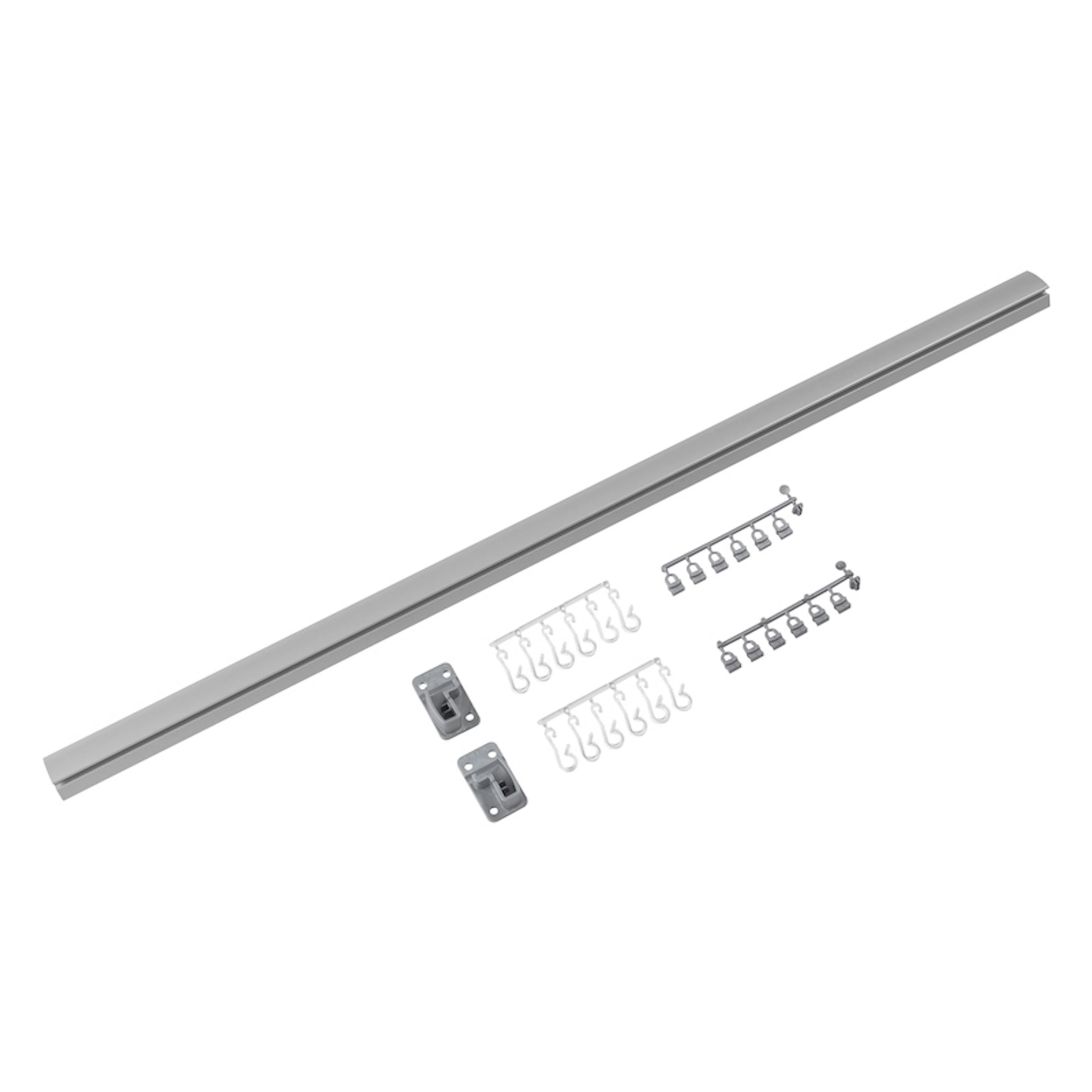 Draperiskena Stabil rak grå 120 cm Silver, 120 cm
