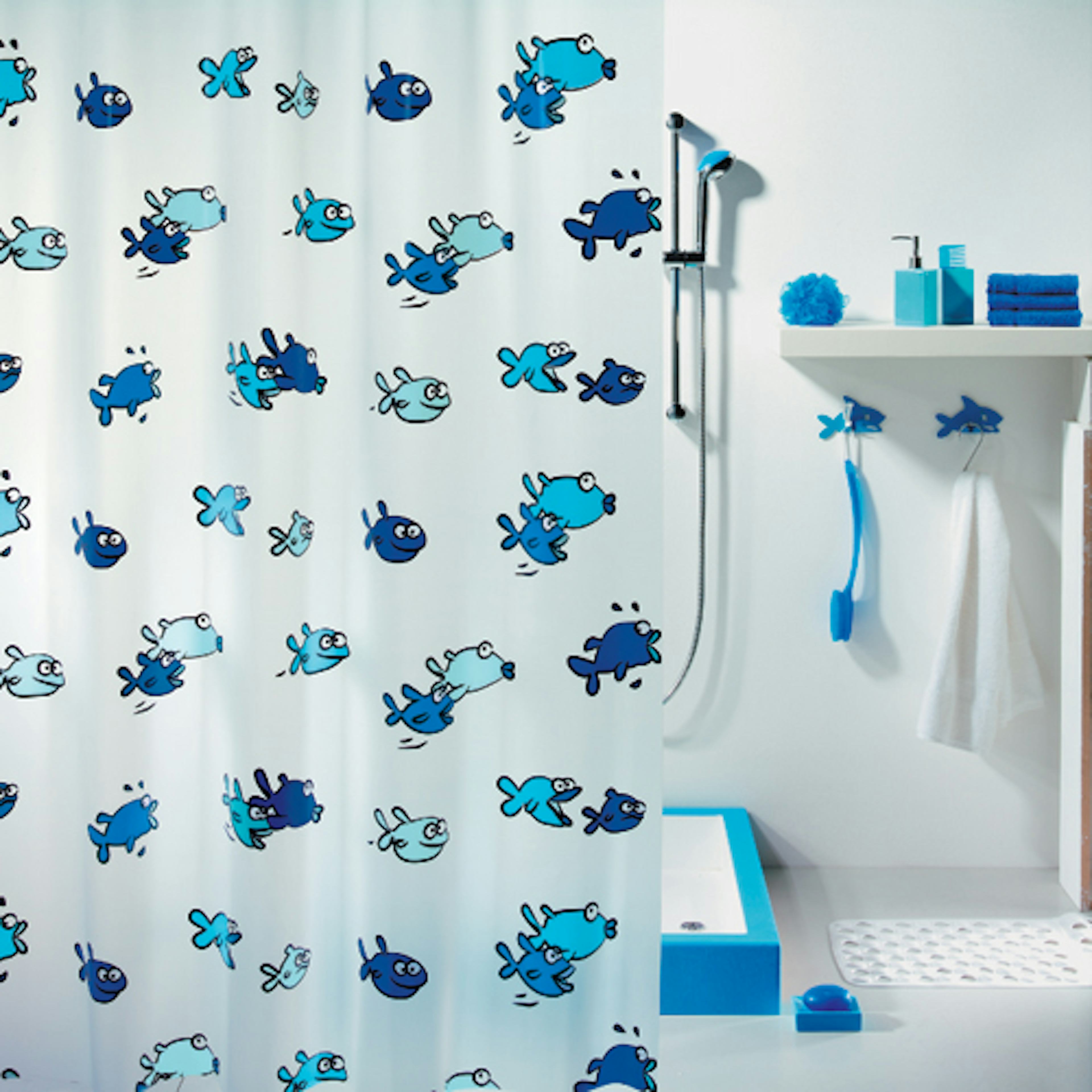 Duschdraperi Spirella Hugo blue 180x200