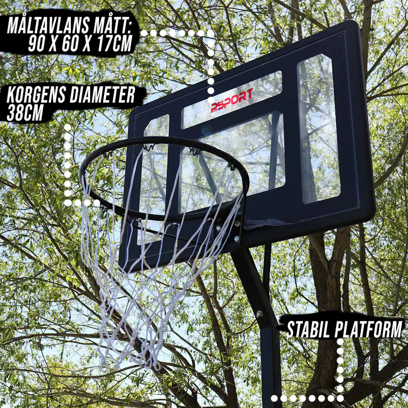 Basketkorg ProSport Ungdom Black Edition 2,1-2,6m
