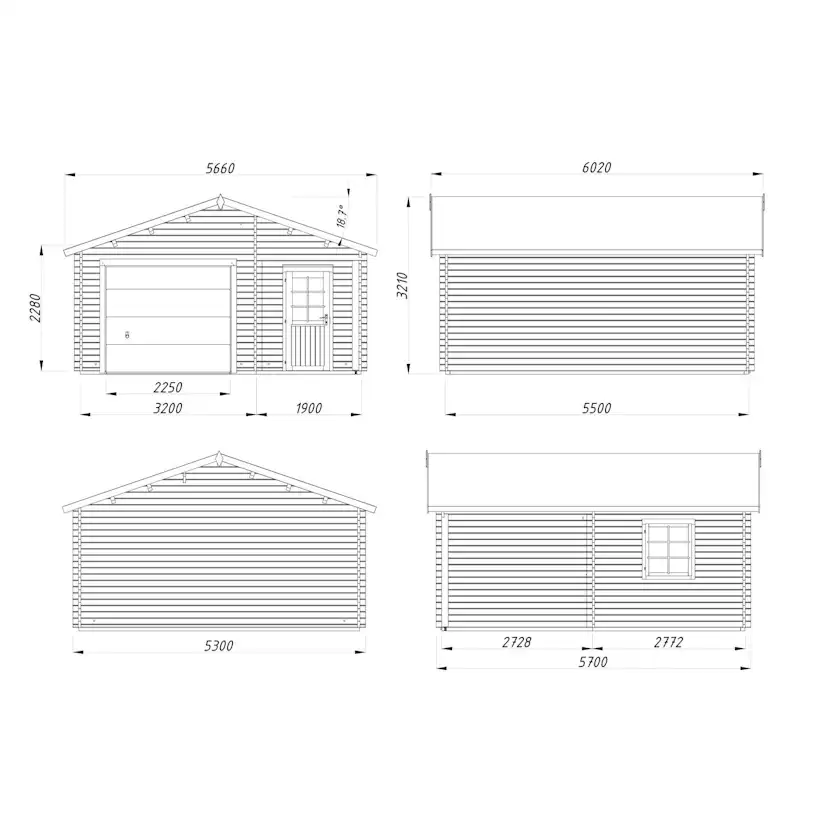 Garage Palmako Roger 21,9 m2 med Takskjutport