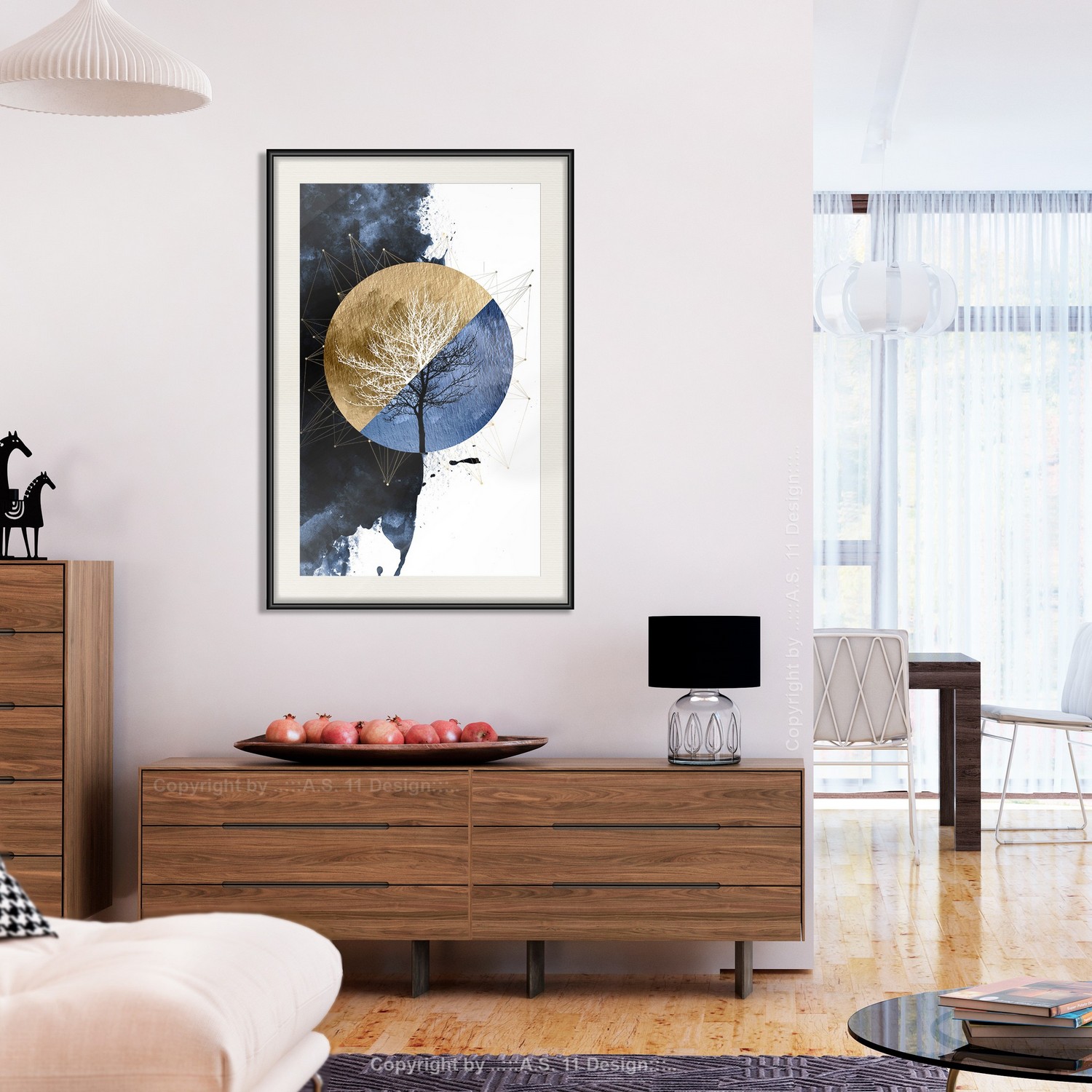 Affisch - Day and Night [Poster] 40x60 Svart ram med passepartout, 40x60 cm
