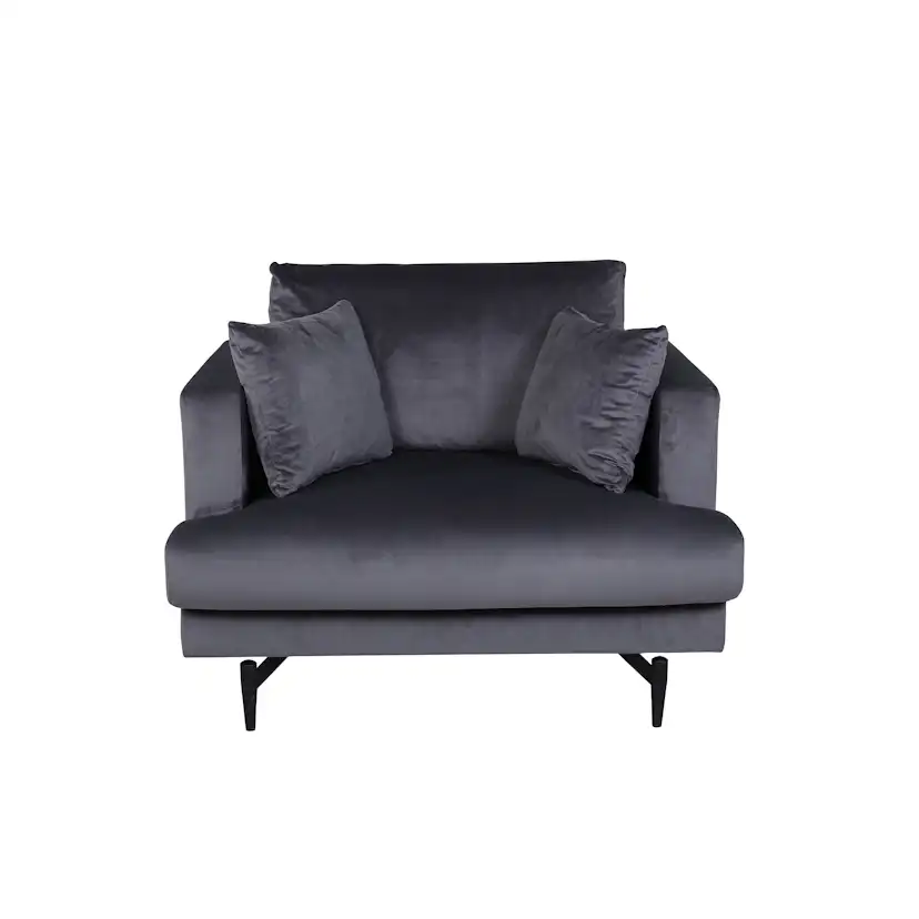 Sofia Single Sofa - Black / Dark Grey Velvet Mörkgrå