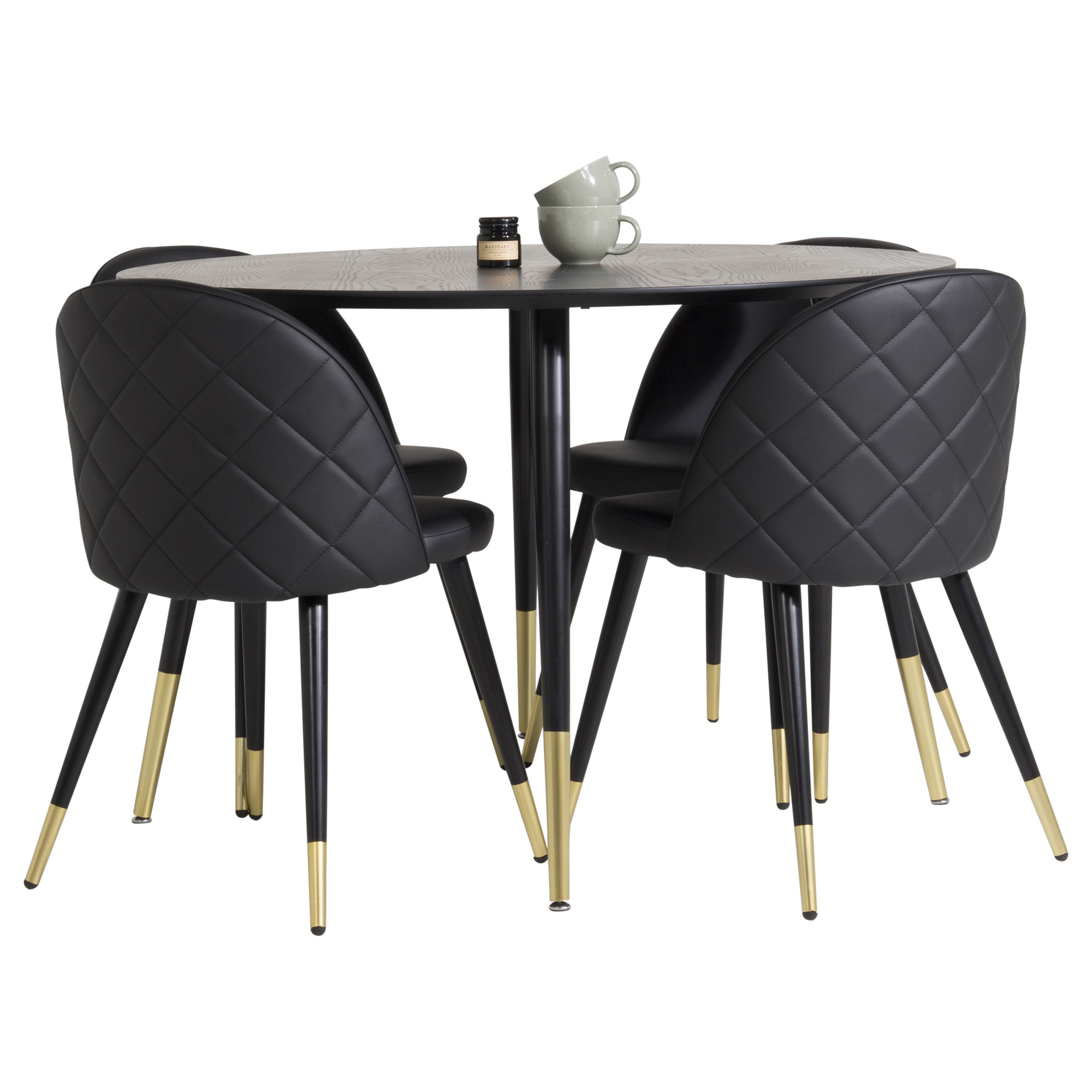 Matgrupp Venture Home Disa Rund med 4 Valentina Stolar Läder