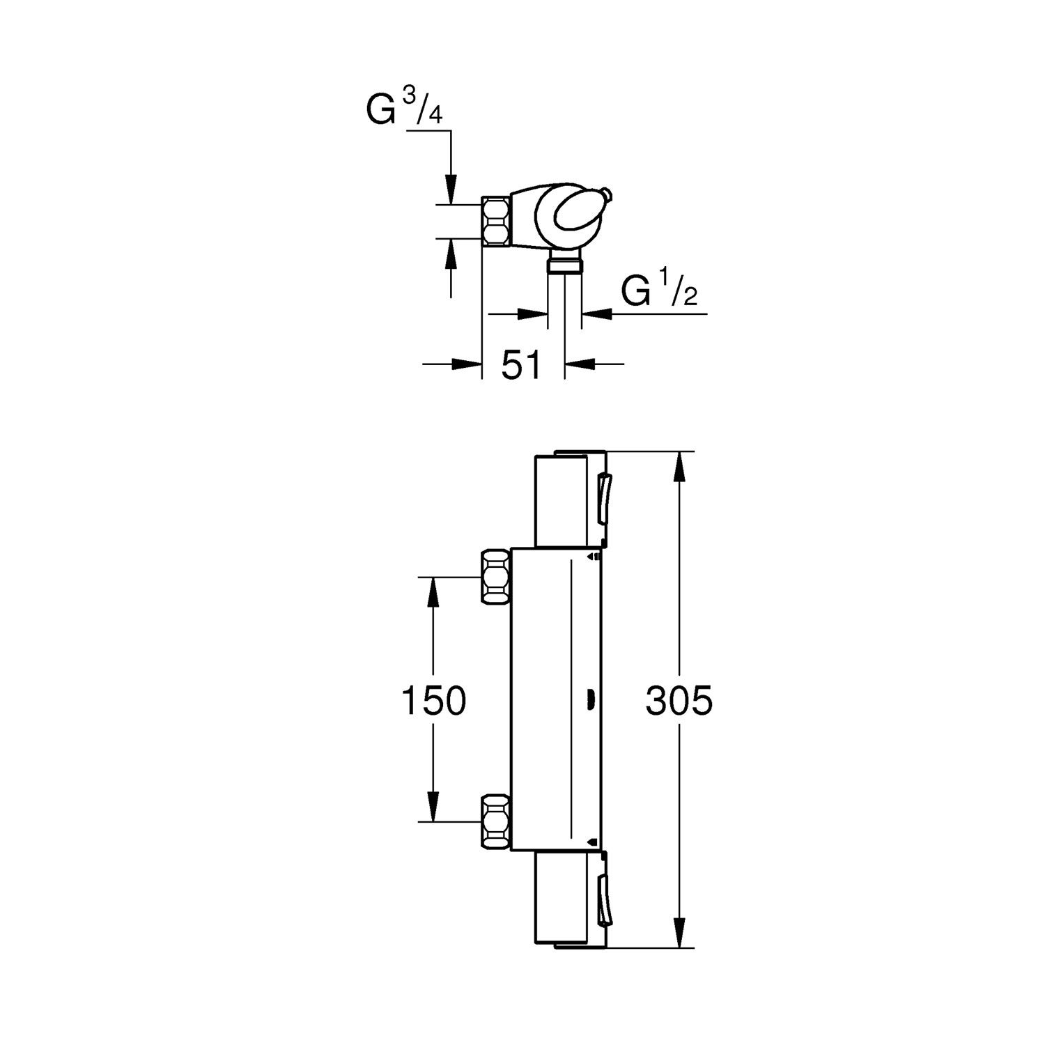 Duschblandare Grohe GRT Nordic 34587 150 cc