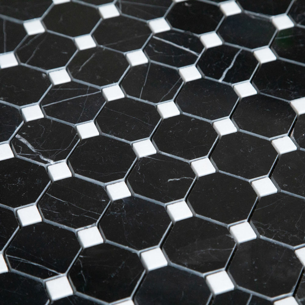 Natursten ArtStone Nero Marquina Octagon Polerad 5x5 cm