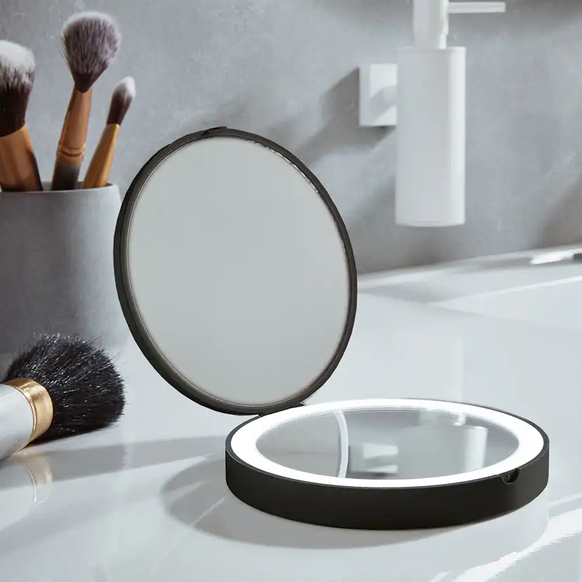 OUTLINE LITE RESESPEGEL, LED, NORMAL/7X, MATT SVART, DIAM 12 Svart