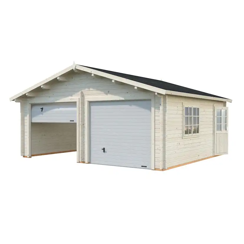Roger 28,4 m2 with sectional door Impregnerad transparent