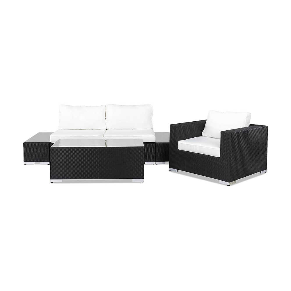 Loungegrupp Comfort Garden Bahamas Soffa 3-sits med Bord Svart/Vit
