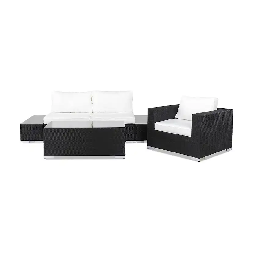 Loungegrupp Comfort Garden Bahamas Soffa 3-sits med Bord Svart/Vit