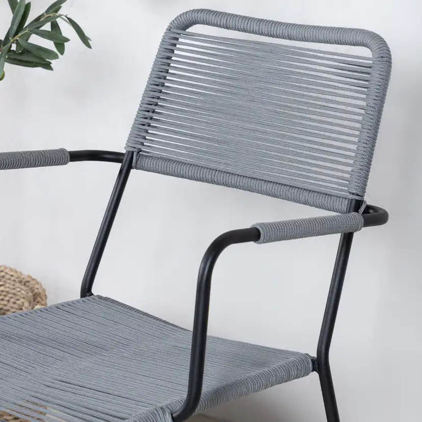 Trädgårdsstol Venture Home Leon Aluminumstol för Utomhusbruk Svart/Grå