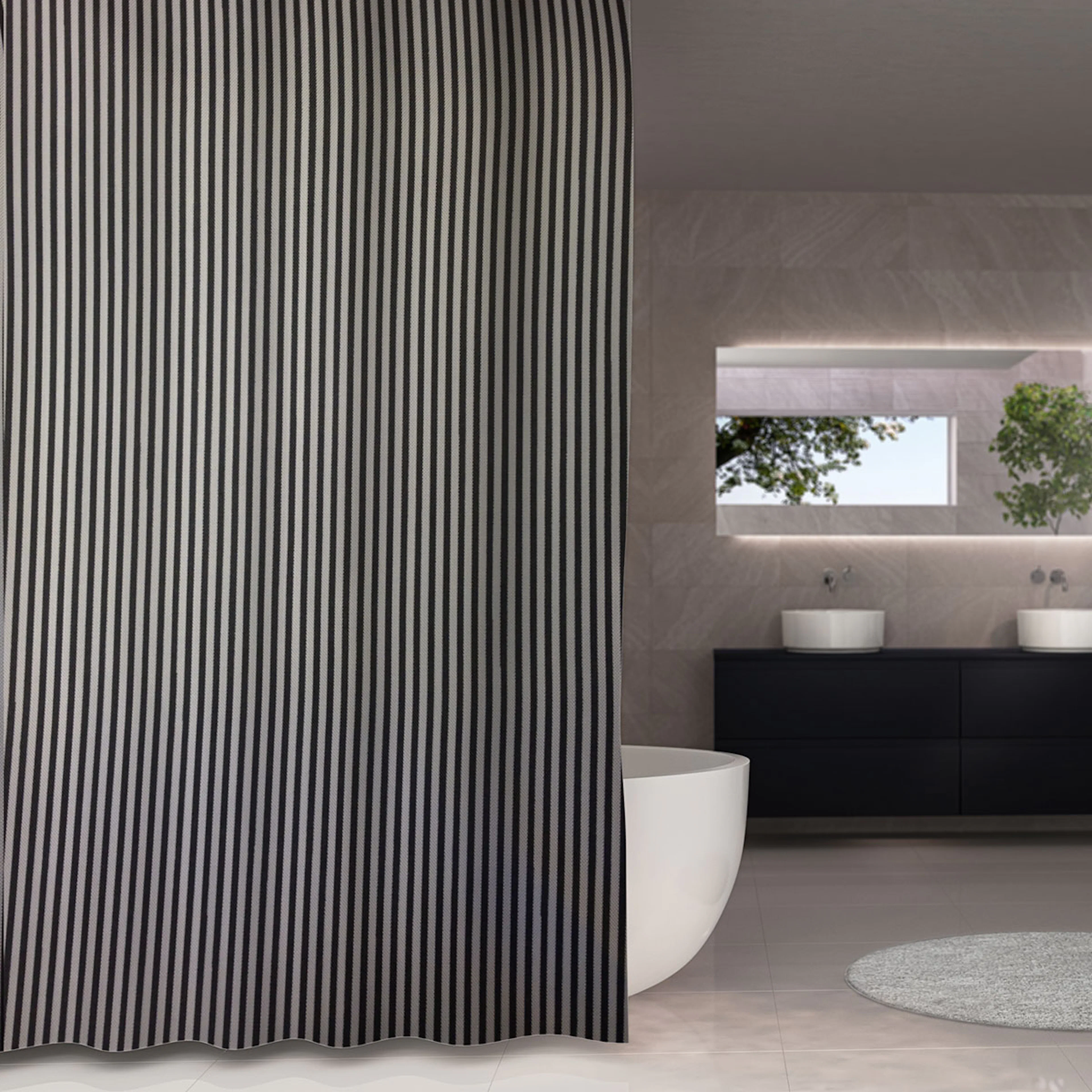 Duschdraperi Victoria   grafit 180x200 Grafit, Storlek: 180x200 cm