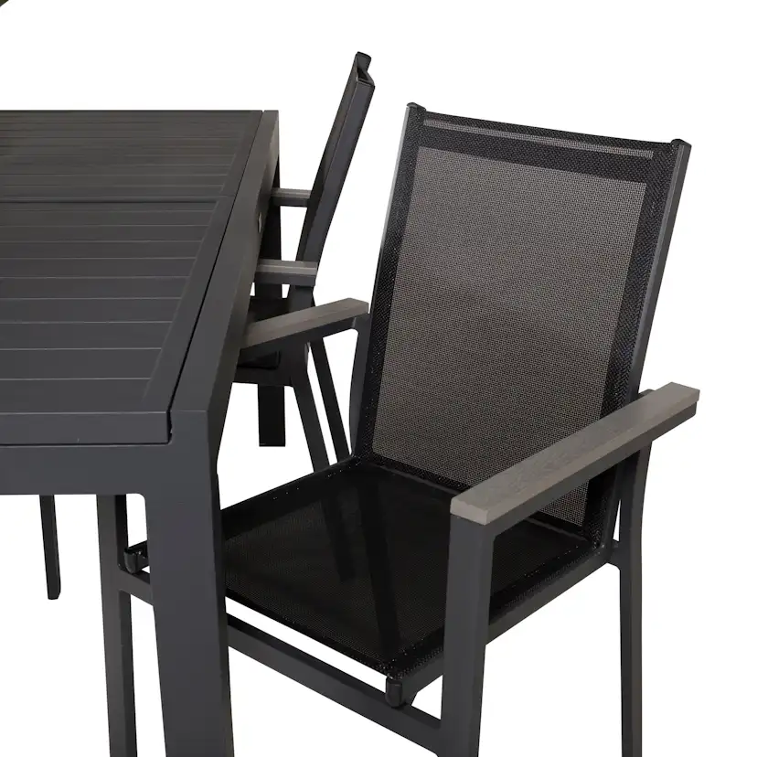 Marbella Bord160/240*100*H75-svart+Parmastolsvart/svart Grå4 Svart/Svart