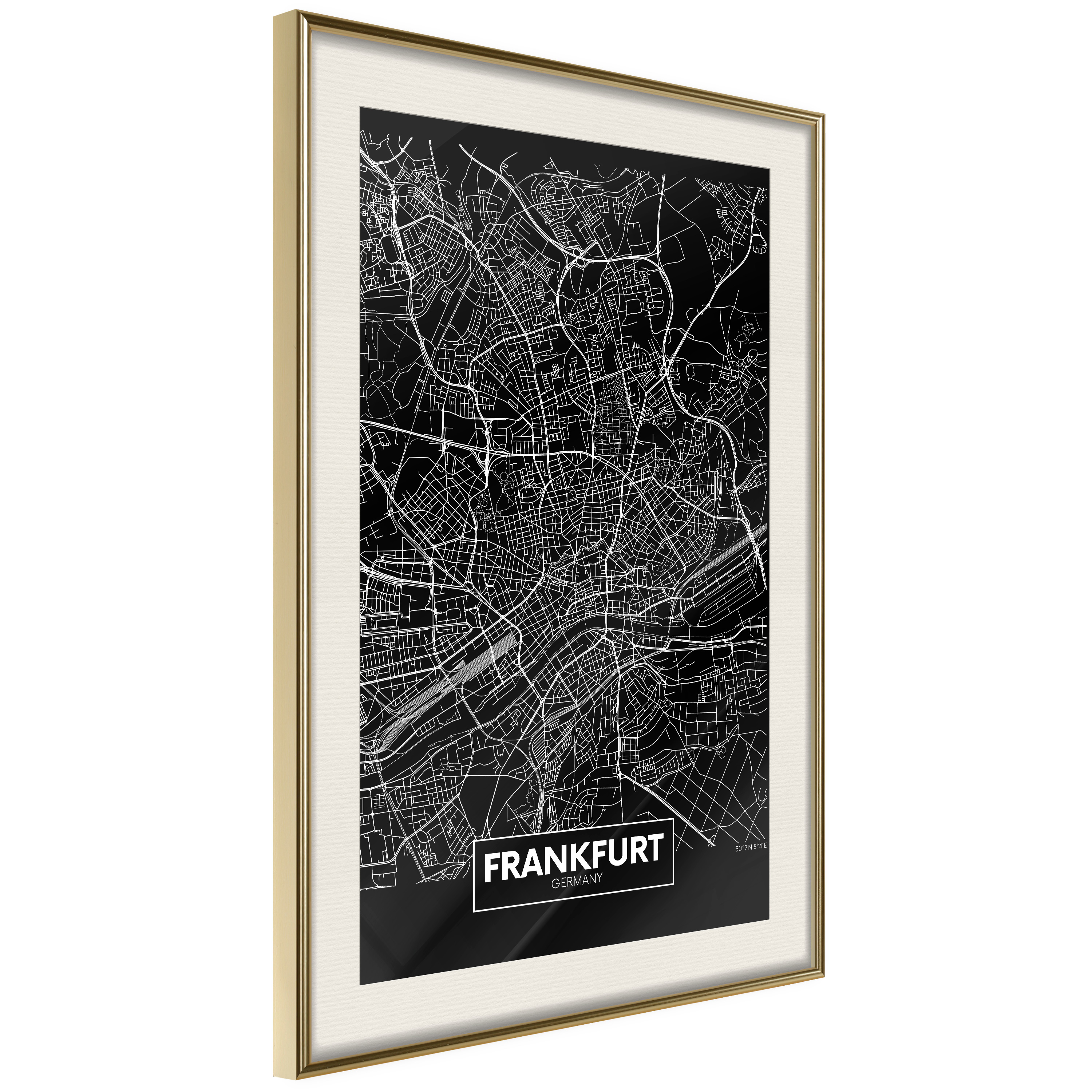 Poster Artgeist Affisch Dark Map of Frankfurt