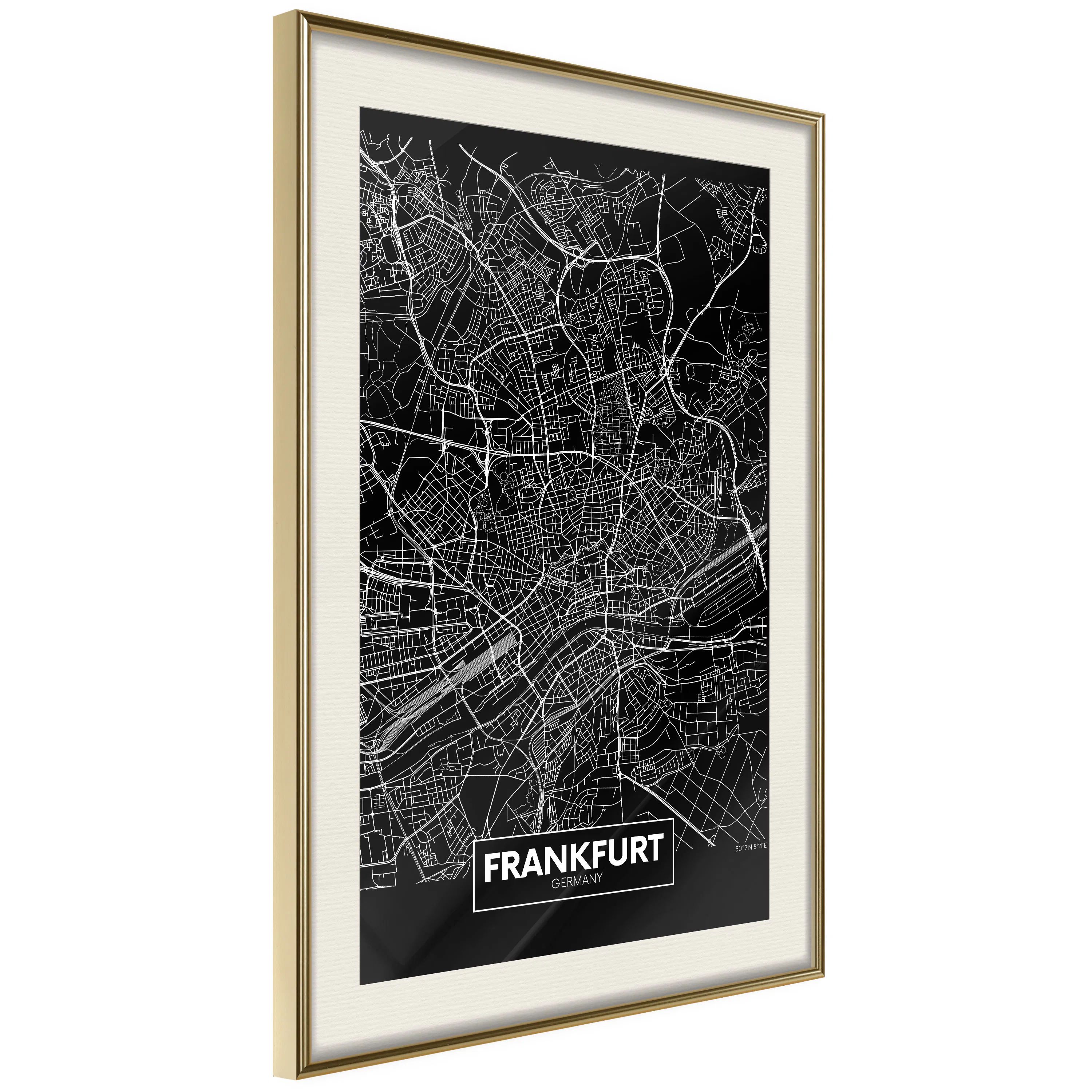 Poster Artgeist Affisch Dark Map of Frankfurt