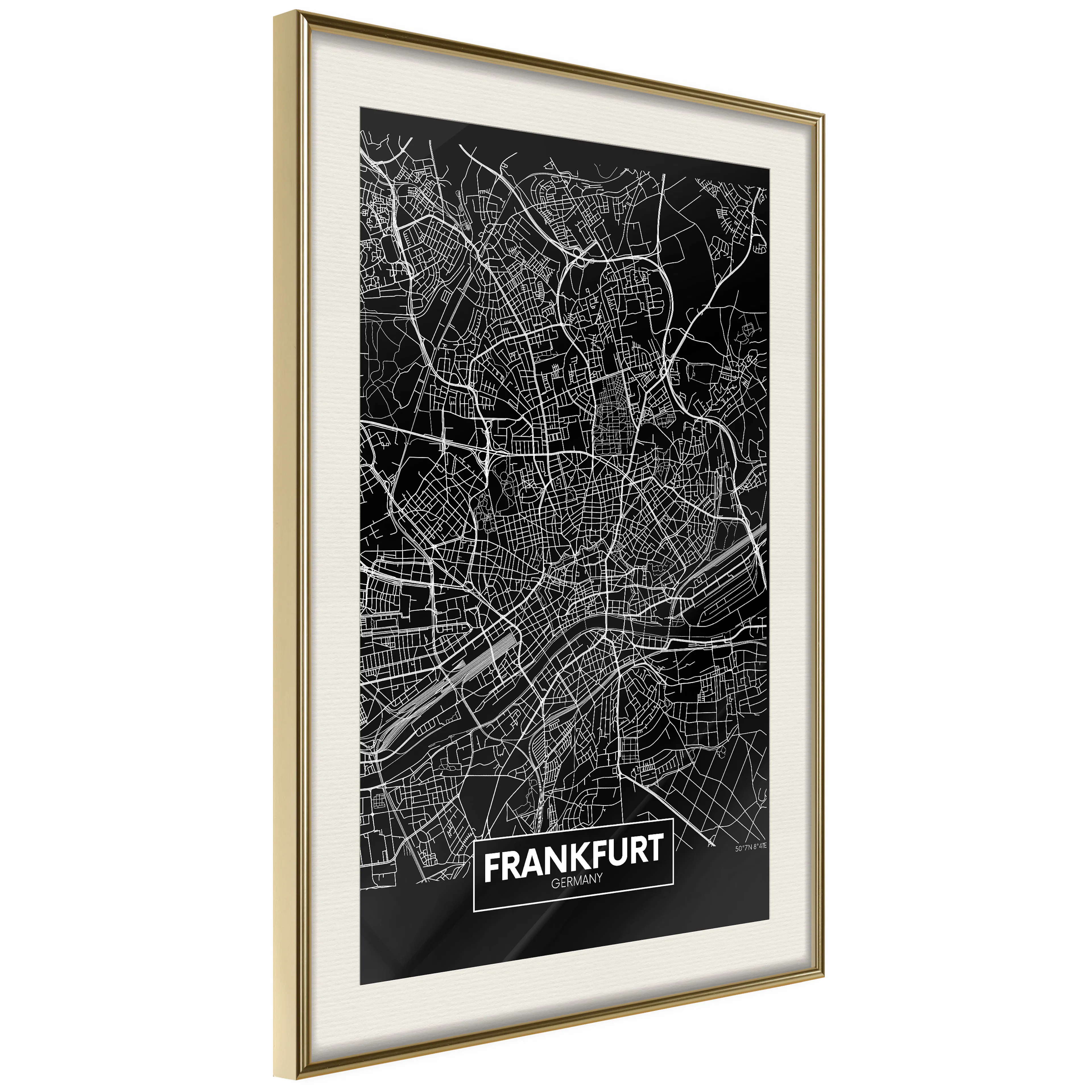Poster Artgeist Affisch Dark Map of Frankfurt