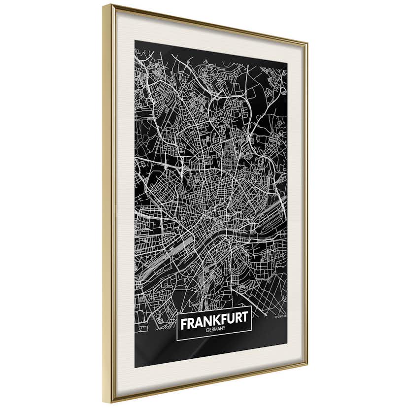 Poster Artgeist Affisch Dark Map of Frankfurt