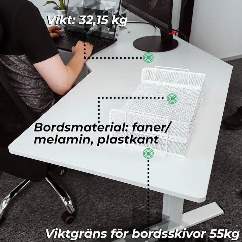 Hörnskrivbord Lykke M100 Höj- och sänkbart