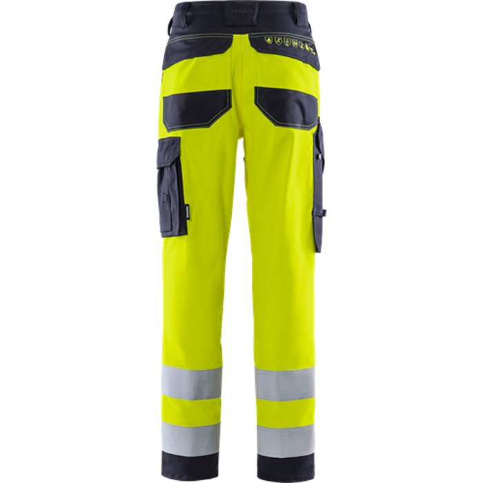 Flamestat byxa stretch 2161 ATHF, kl 2 Storlek: D116, Gul/Marinblå
