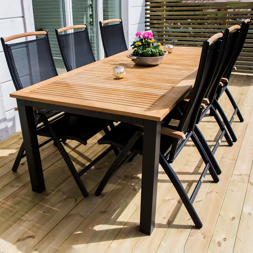 Panama - 5:pos Chair - Svart Alu/svart Textilene/Teak Svart