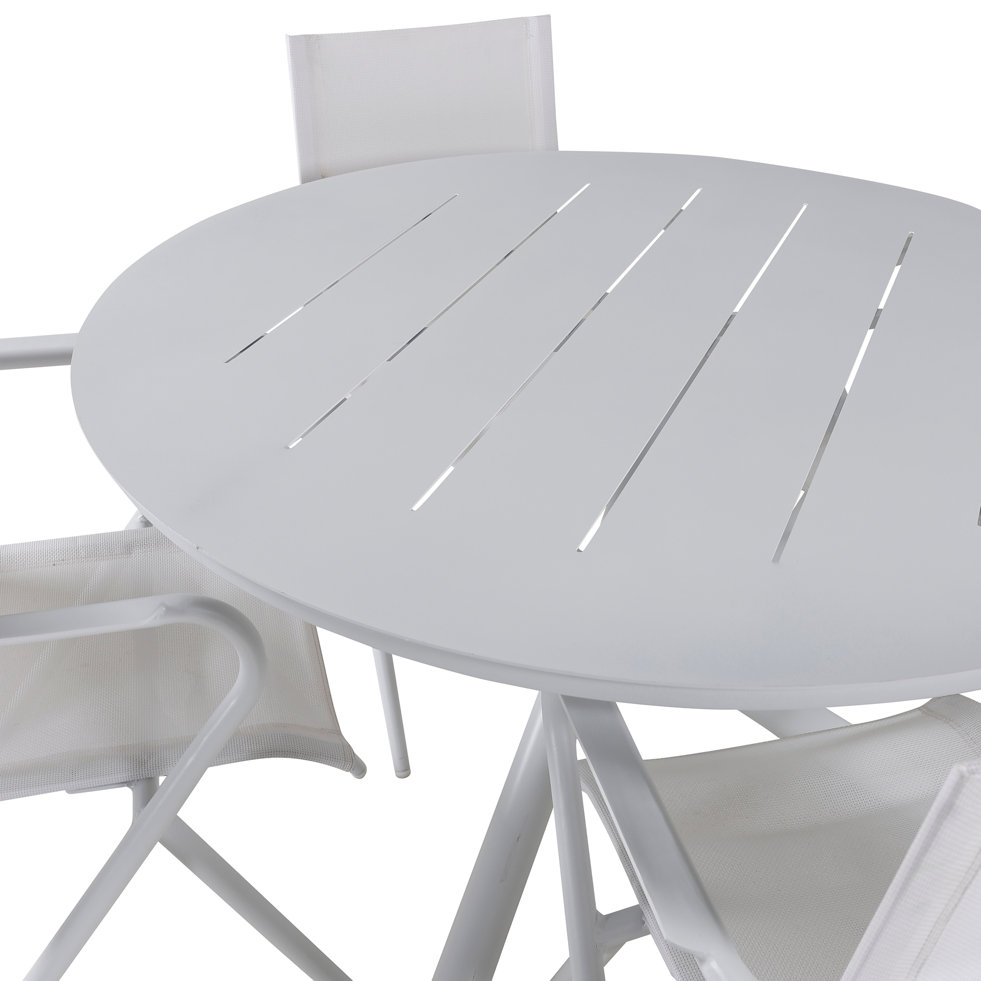 Alma Dining Table - White Alu - ø120cm+Alina Dining Chair - Vit