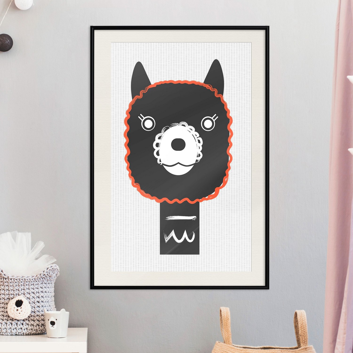 Affisch - Decorative Alpaca [Poster] 30x45 Svart ram med passepartout, 30x45 cm