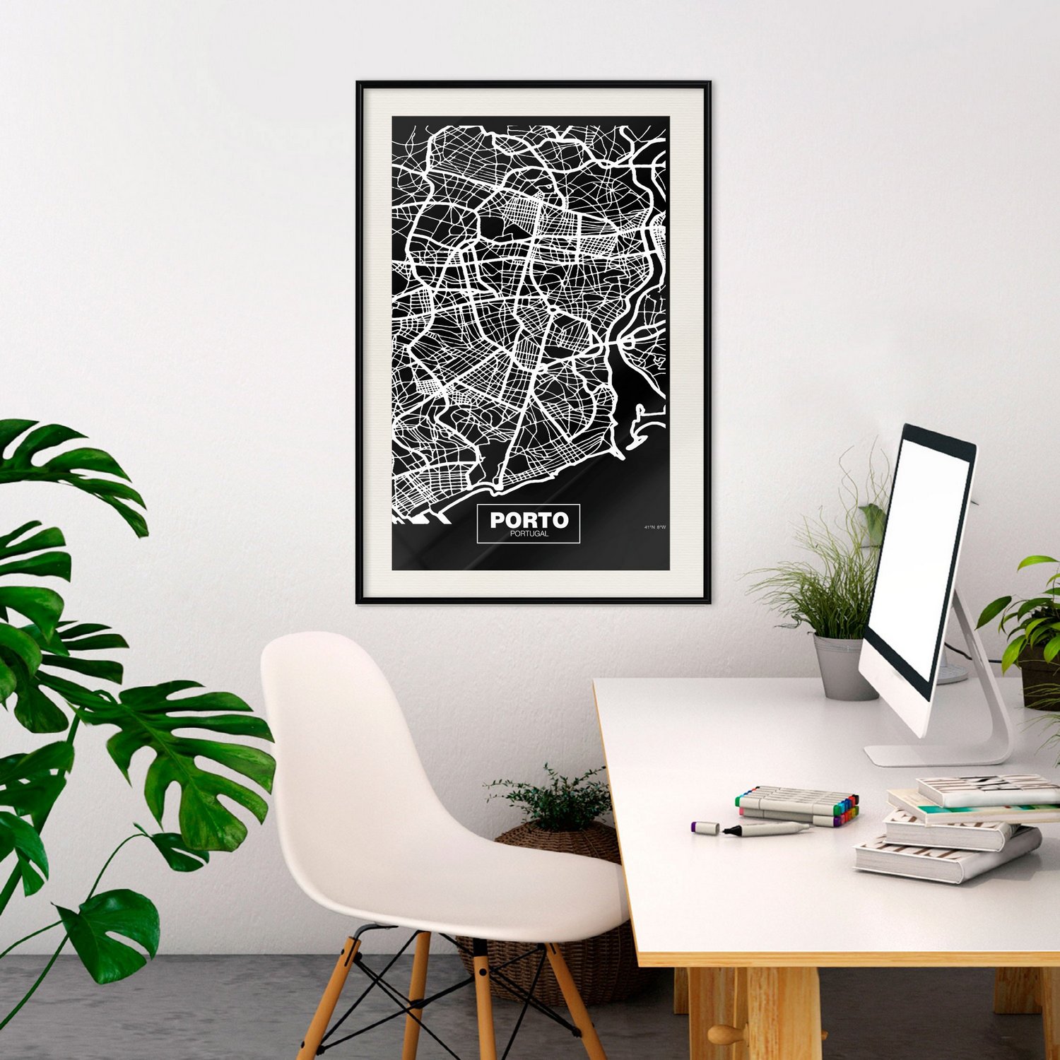 Poster Artgeist Affisch Negative Map Porto