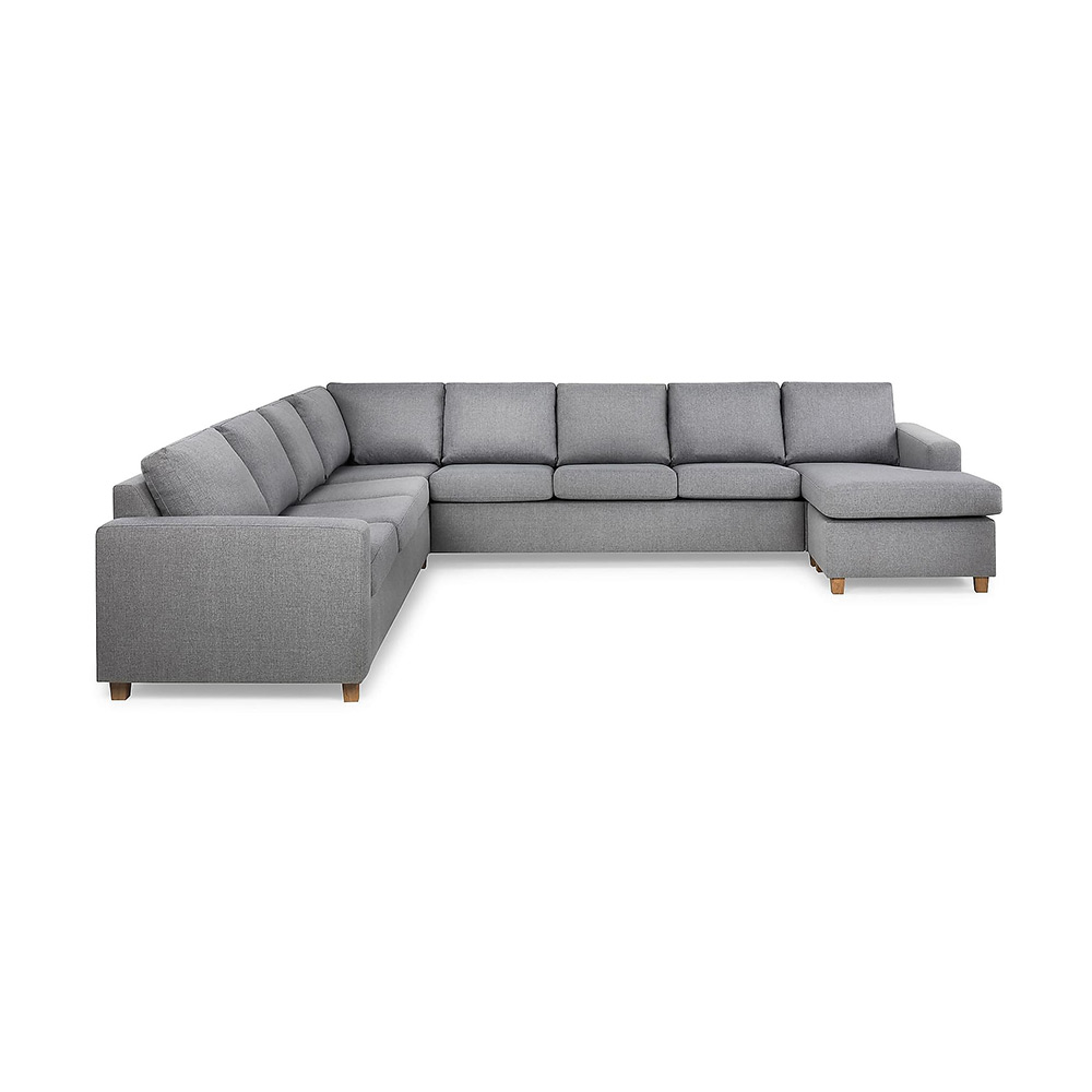 Crazy Hörnsoffa med Divan 4+3 Vändbar Ljusgrå/Ekben, Höger