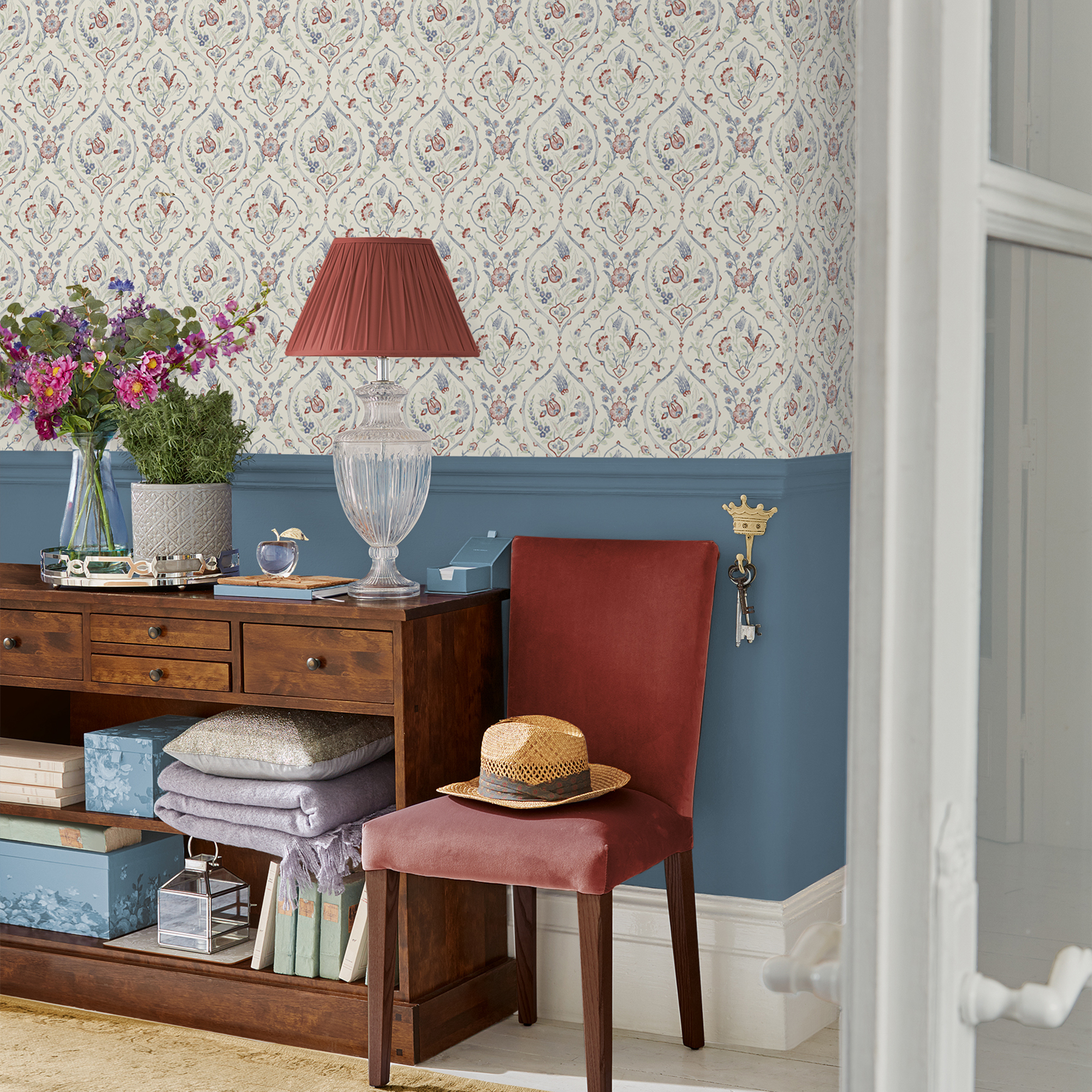 Tapet Laura Ashley Foscot Damask Crimson Röd 121069