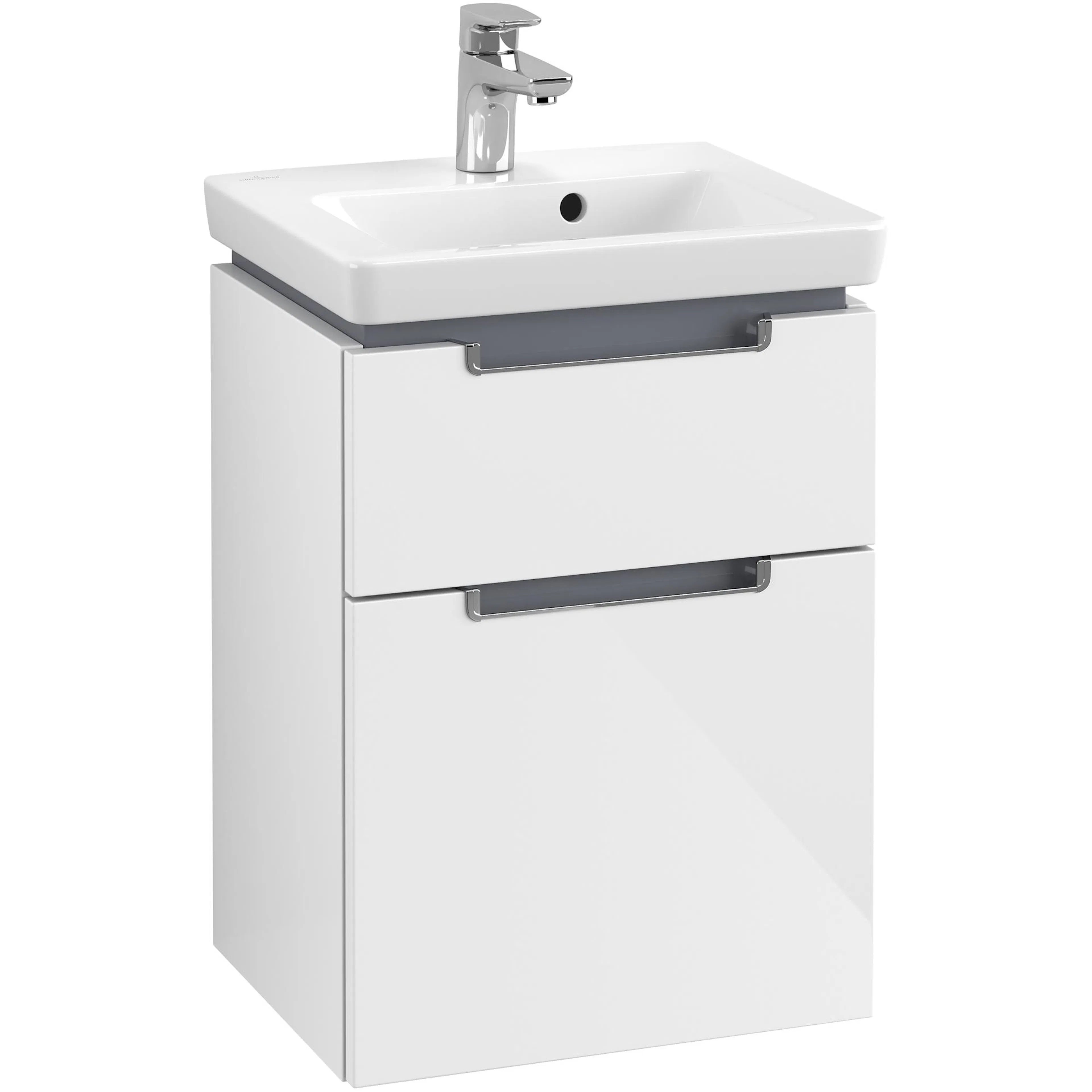 Tvättställsskåp Villeroy & Boch Subway 2.0 A90610DH Vit Högblank med Handtag i Blank Krom B: 440 mm