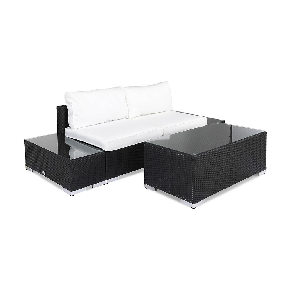 Loungegrupp Comfort Garden Bahamas Soffa 2-sits med Bord Svart/Vit
