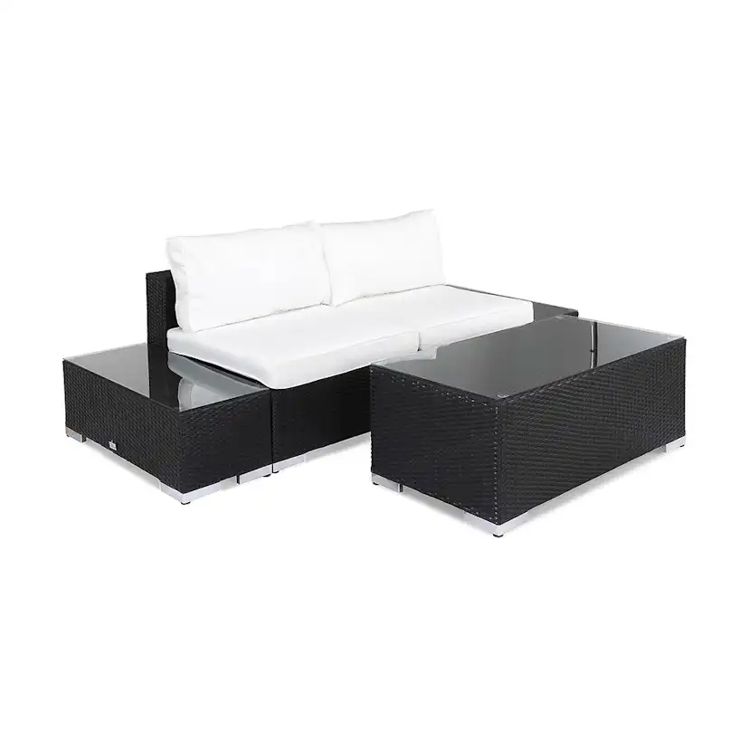 Loungegrupp Comfort Garden Bahamas Soffa 2-sits med Bord Svart/Vit