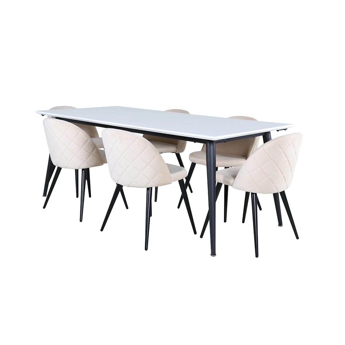 Matgrupp Venture Home Jolie med 6 Valentina Stitcthes Stolar Sammet