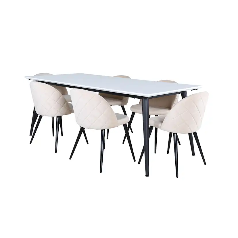 Matgrupp Venture Home Jolie med 6 Valentina Stitcthes Stolar Sammet