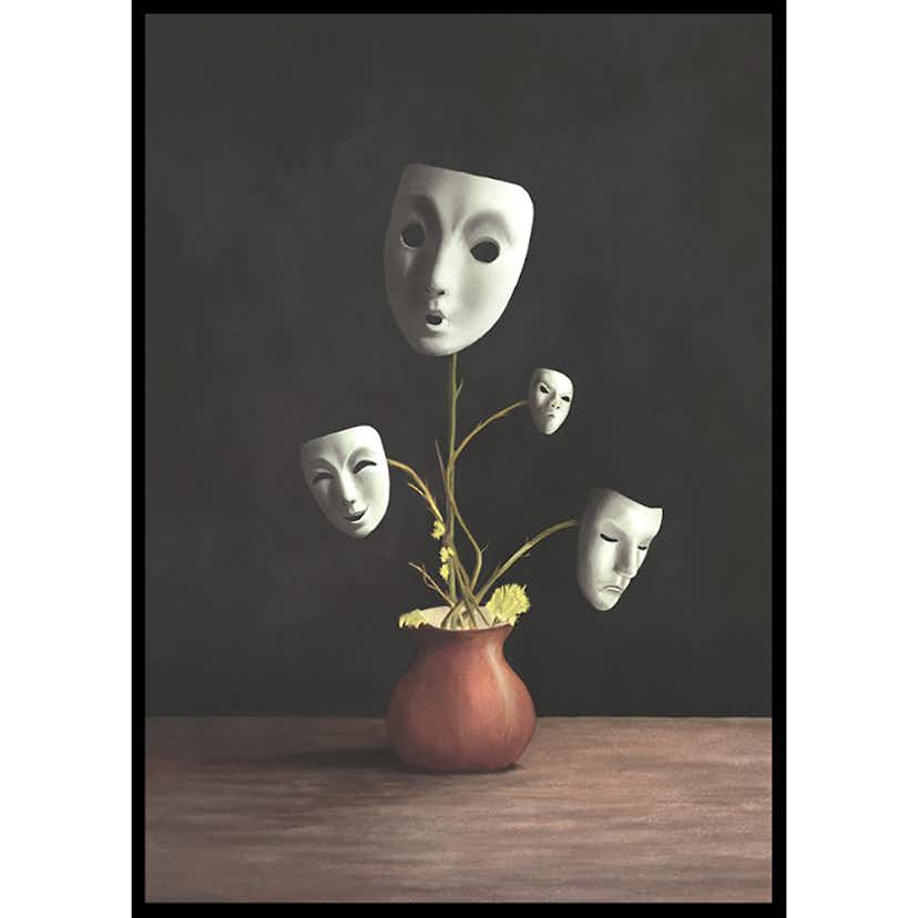 Poster Gallerix Plant With Theatrical Masks