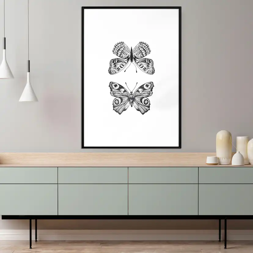 Poster Artgeist Affisch Two Butterflies