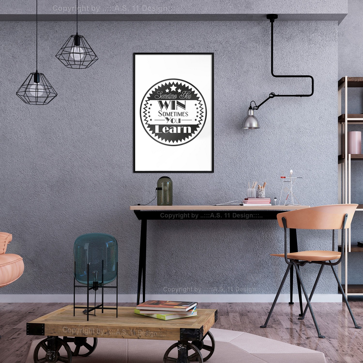 Affisch - Sometimes You Win Sometimes You Learn [Poster] 40x Svart ram, 40x60 cm