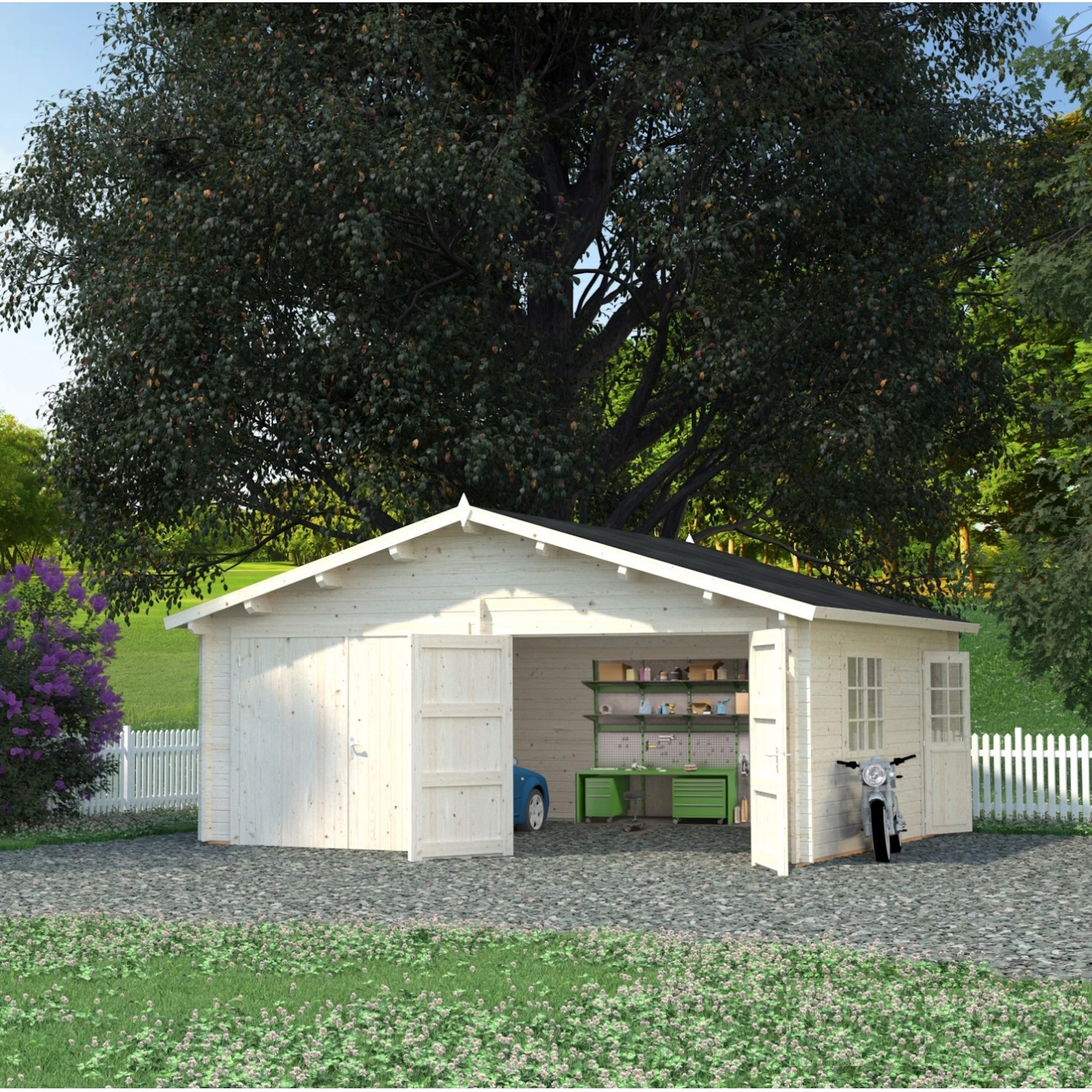 Roger 28,4 m2 with wooden gate Impregnerad transparent