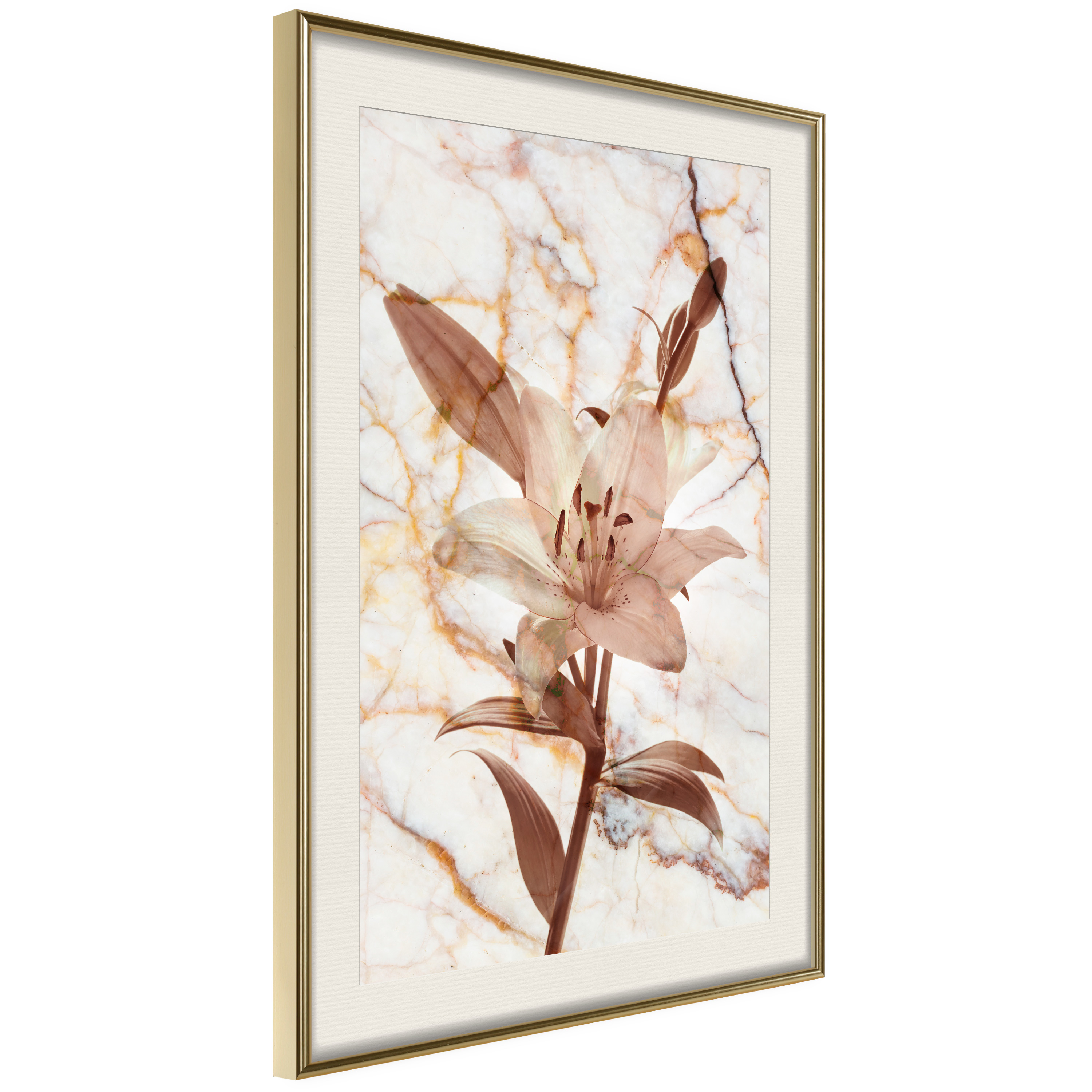 Affisch - Milan Lily [Poster] 30x45 Guld ram med passepartout, 30x45 cm