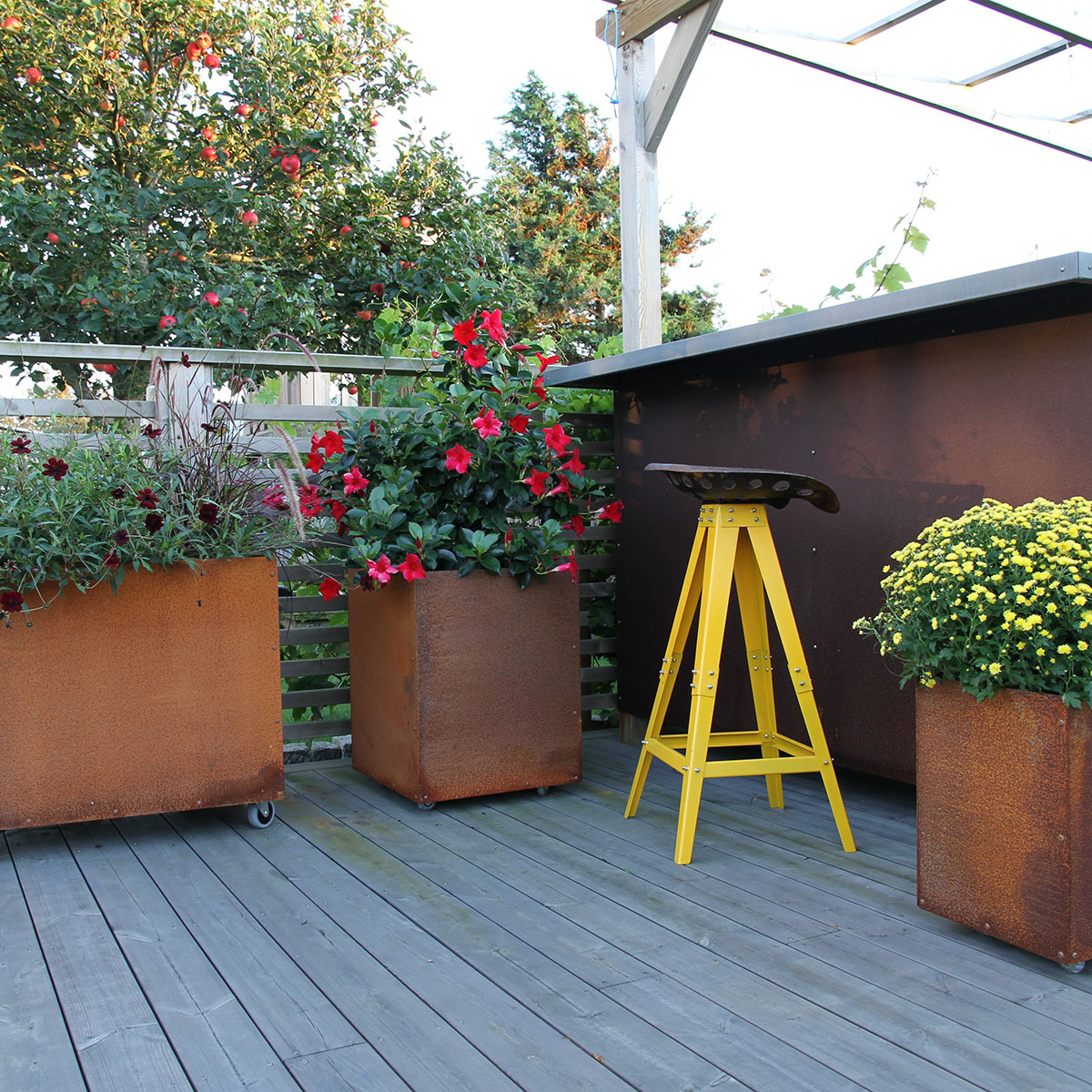 KEBAflexi-garden L-kruka med botten,corten 30x30x40 cm Med botten; Mått: 30x30x40 cm
