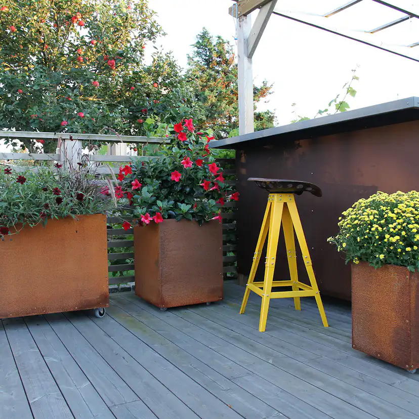 KEBAflexi-garden L-kruka med botten,corten 30x30x40 cm Med botten; Mått: 30x30x40 cm