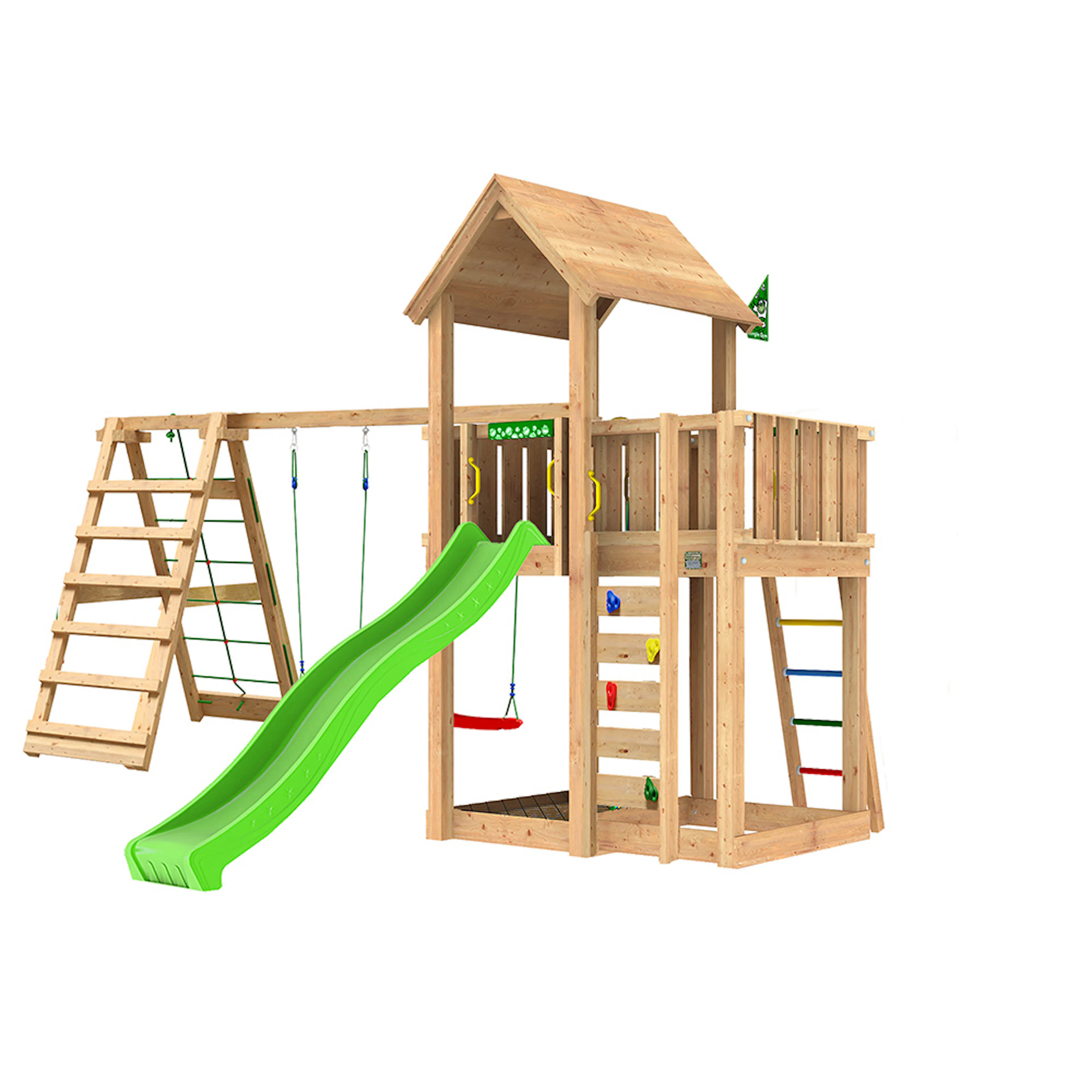Lektorn Jungle Gym Mansion 2.1 Klättermodul Grön Rutschkana